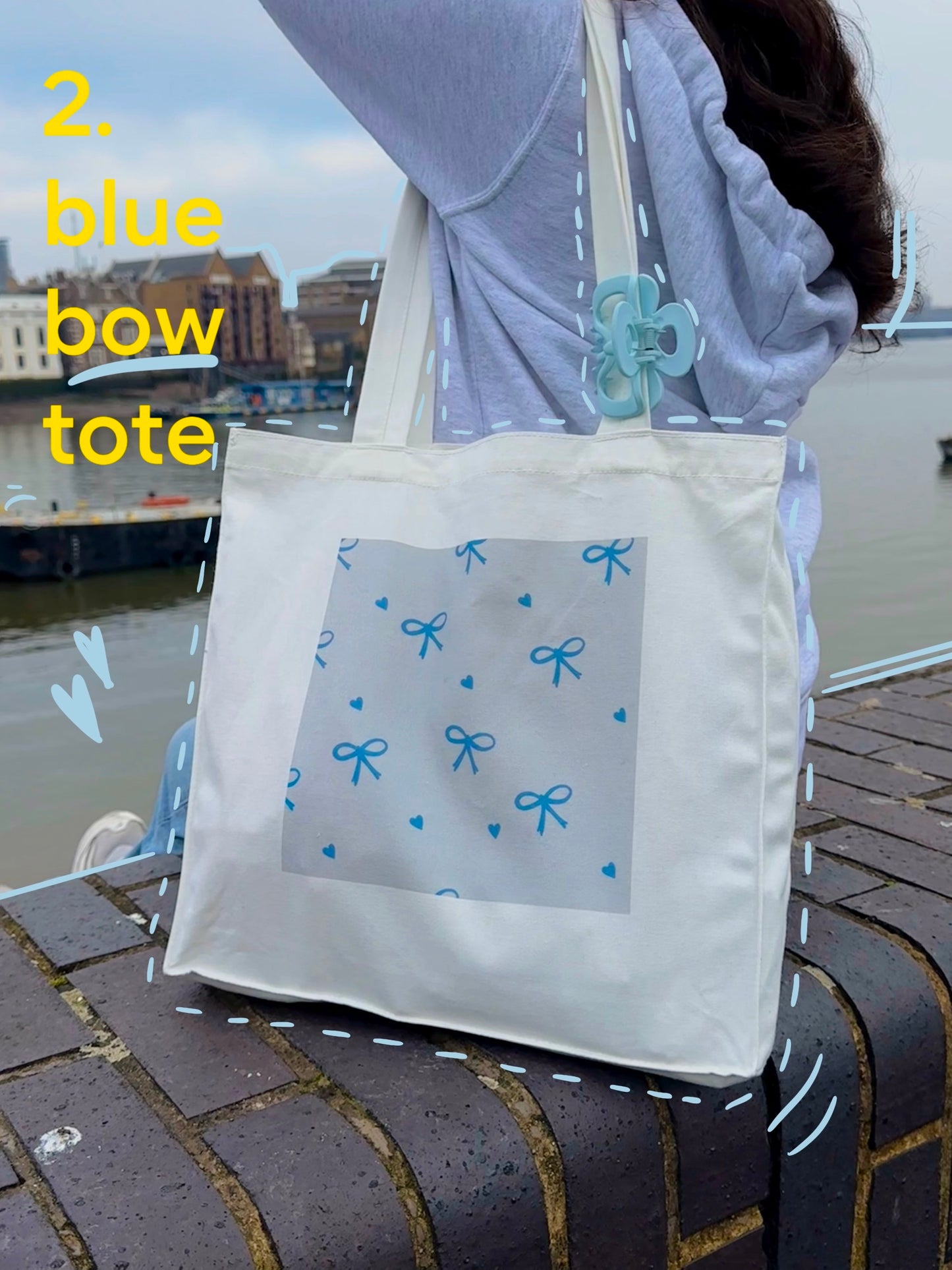 Blue bow tote